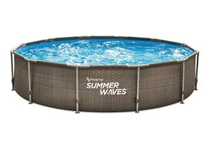 Set piscina rotunda cu cadru metalic 3,66 m x 76 cm ratan maro cu pompa filtrare Summer Waves